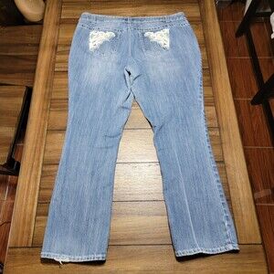 Almost Famous Denim Jeans White Decorative Pockets - Size 20